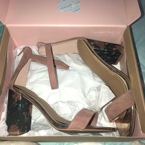 Patterned Heel Block Heels